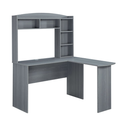 47" Gray Modern L-Desk with Hutch