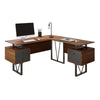 59" L-Shaped Floating Desk with 2 File Cabinets in Walnut