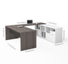 Modern U-Shaped Desk with Integrated Storage in Bark Gray & White