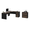 Antigua & Black L-shaped Office Desk with Extra Lateral File