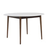 Round White Matte Meeting Table w/ Solid Ash Wood Legs