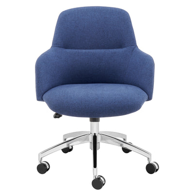 Luxury Blue Padded Chair with Aluminum Base