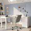 60" Glossy White L-Desk with 2 Drawer File
