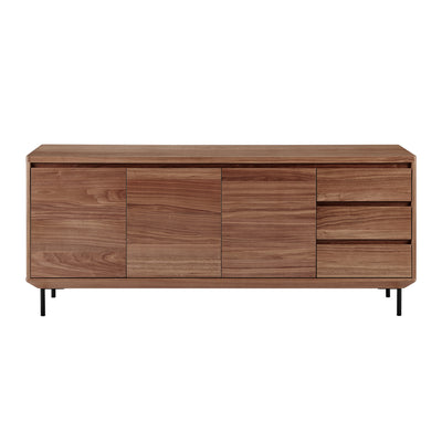 63" Walnut Credenza with Cabinets & Drawers