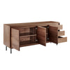 63" Walnut Credenza with Cabinets & Drawers