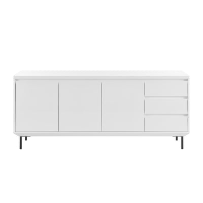 63" White Credenza with 3 Cabinets & 3 Drawers