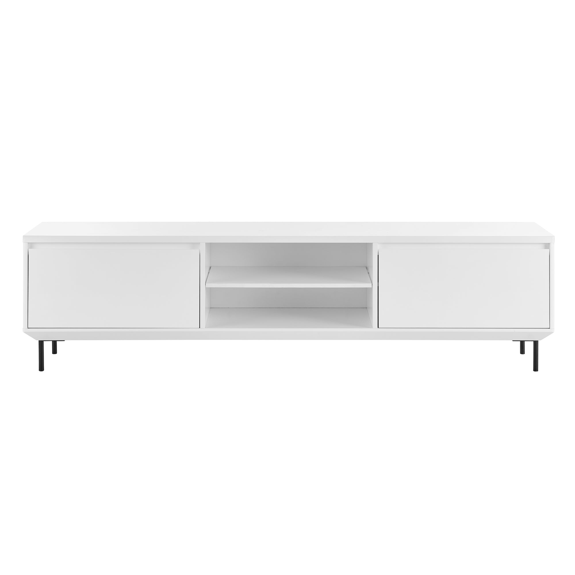 79" White Credenza with 2 Cabinets & Open Shelves