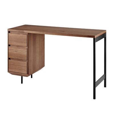 47" Modern Walnut Desk with Built-in 3 Drawer File
