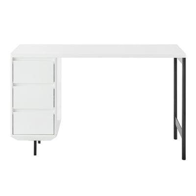 47" Modern White Desk with Built-in 3 Drawer File