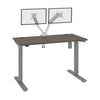 48" Twin Monitor Adjustable Desk in Bark Gray/Light Gray