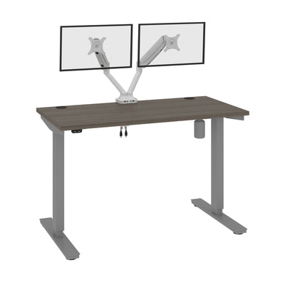 48" Twin Monitor Adjustable Desk in Bark Gray/Light Gray