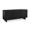 Matte Black 71" Storage Credenza with Wave-Pattern Doors