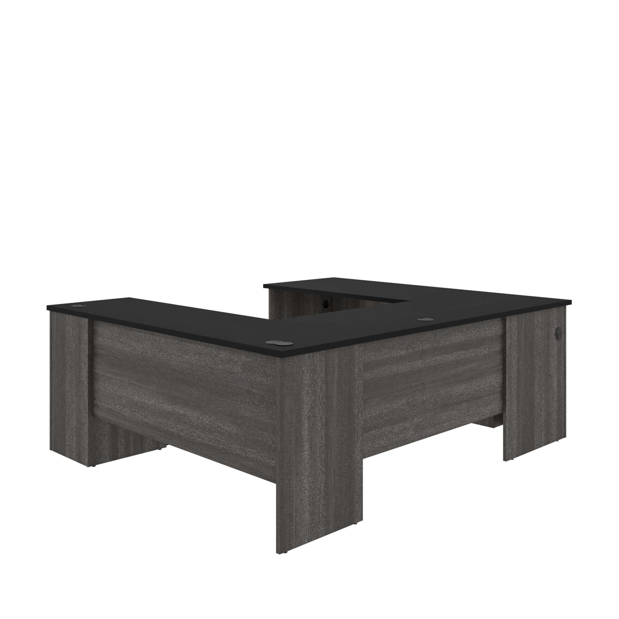 Bark Gray & Black Modern U-shaped Desk