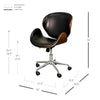 Black Leatherette and Walnut Wheeled Office Chair