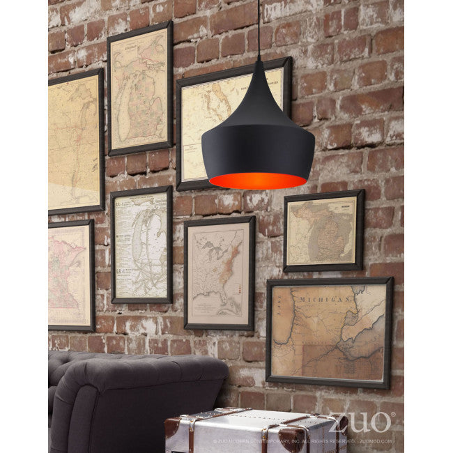 Sleek Black & Copper Hanging Ceiling Lamp