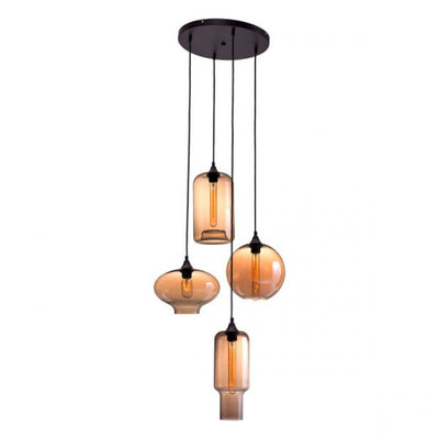 Bohemian Amber Glass Globe-Style Hanging Office Light