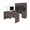 60" U-Shaped or L-Shaped Desk with Extra Storage in Bark Gray