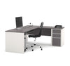 71" x 83" L-Shaped Desk with Drawers in Slate & Sandstone