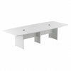 120" Boat Shaped Conference Table with Wood Base in White