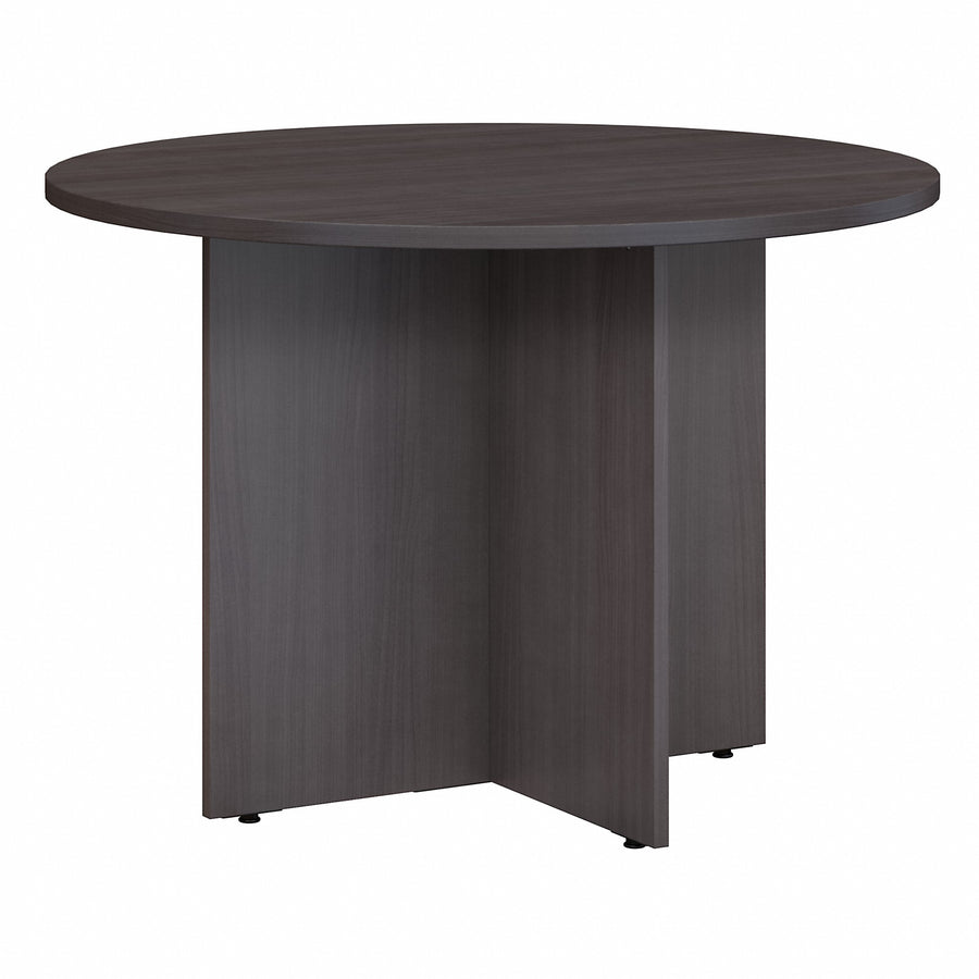 42" Round Conference Table with Wood Base in Storm Gray