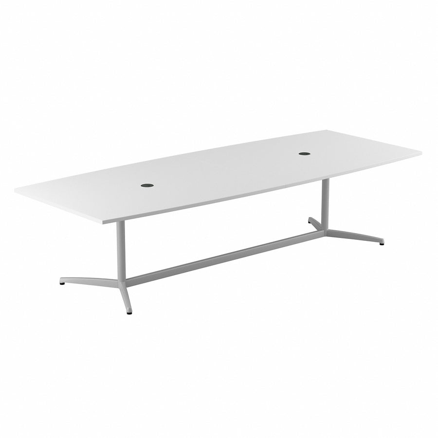 120" Boat-Top Conference Table with Metal Base in White