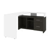 56" X 44" Unique Petite Corner Desk with Credenza in White & Deep Gray