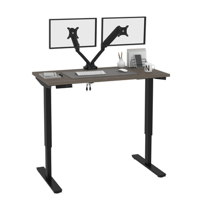 48" Adjustable Desk with Twin Monitor Support in Bark Gray & Black