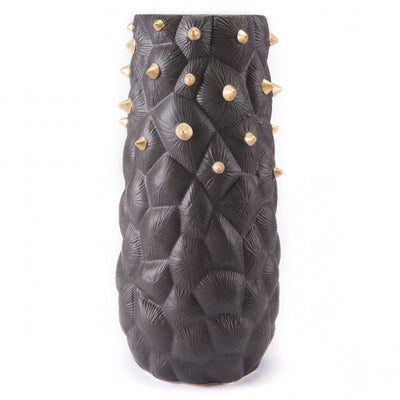 Brown & Gold Cactus Ceramic Vase
