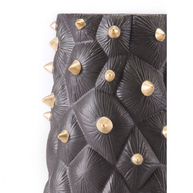 Brown & Gold Cactus Ceramic Vase