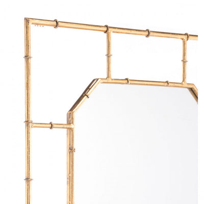 White & Bamboo-Style Gold Square Mirror