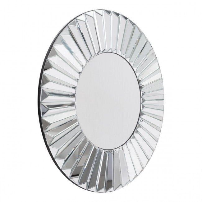 Silver Mirror Framed w/ Geometric Radiating Waves