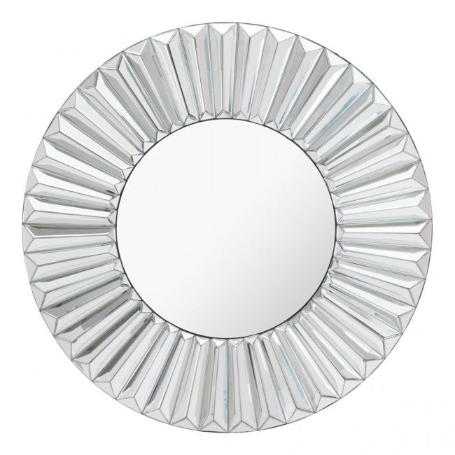 Silver Mirror Framed w/ Geometric Radiating Waves