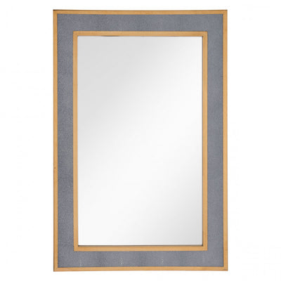 Classic Rectangular Wide Gray & Gold-Framed Mirror