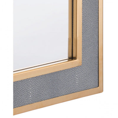 Classic Rectangular Wide Gray & Gold-Framed Mirror