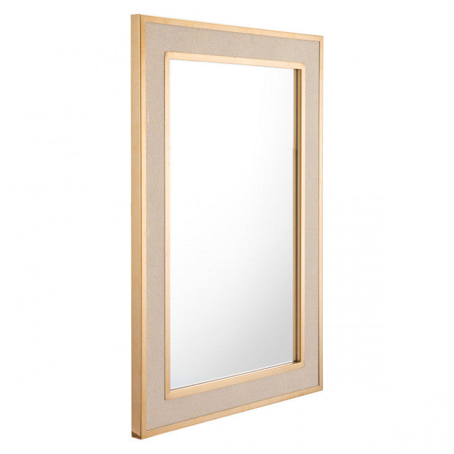 Classic Rectangular Wide Cream & Gold-Framed Mirror