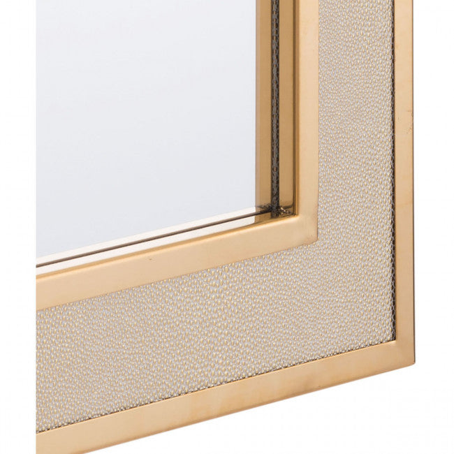 Classic Rectangular Wide Cream & Gold-Framed Mirror