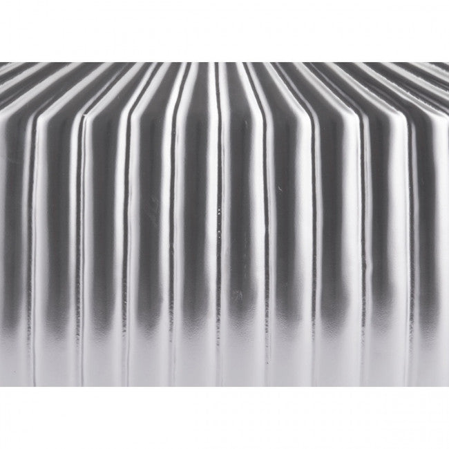 Retro Modern Silver Stoneware Ridged Vase