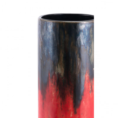 Large Black & Red Lava-Style Vase