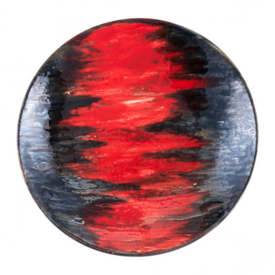 Shallow Black & Red Lava-Style Decorative Plate