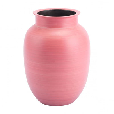 Short Cheerful Coral Vase w/ Simple Design