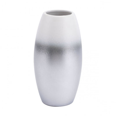 Shining Rounded Silver & White Vase