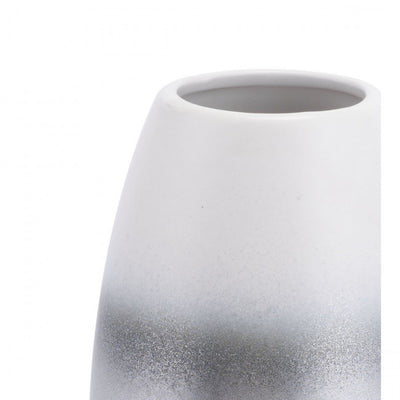 Shining Rounded Silver & White Vase