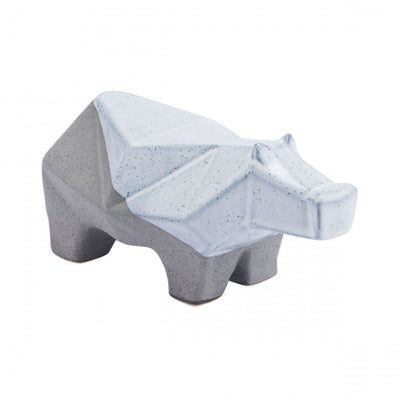 Multi-Faceted Gray & White Hippo Desktop Sculpture