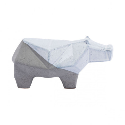 Multi-Faceted Gray & White Hippo Desktop Sculpture