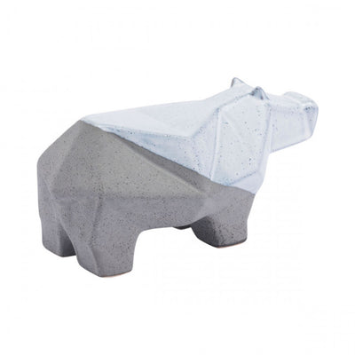 Multi-Faceted Gray & White Hippo Desktop Sculpture