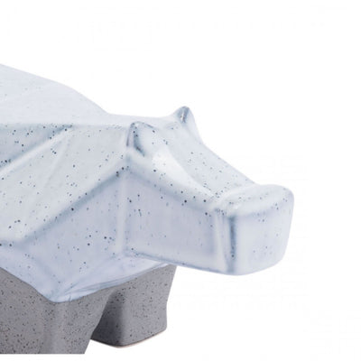 Multi-Faceted Gray & White Hippo Desktop Sculpture