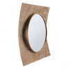 Large Glass Mirror w/ Gold Concave Frame w/ Silver Undertones