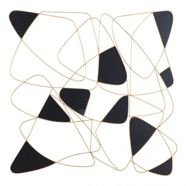 Modern Black & Gold Wall Art in Steel & Wood