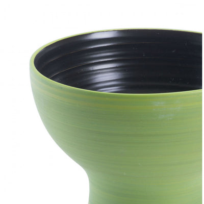 Short Black & Green Open-Mouth Vase