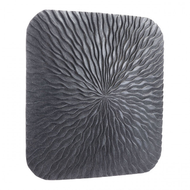 Dark Gray Sandstone Wall Art w/ Wave Design